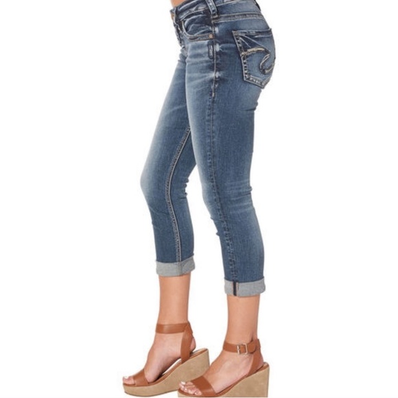 Silver Jeans Blue Aiko Mid Capri Jeans Size 28 - Picture 2 of 10